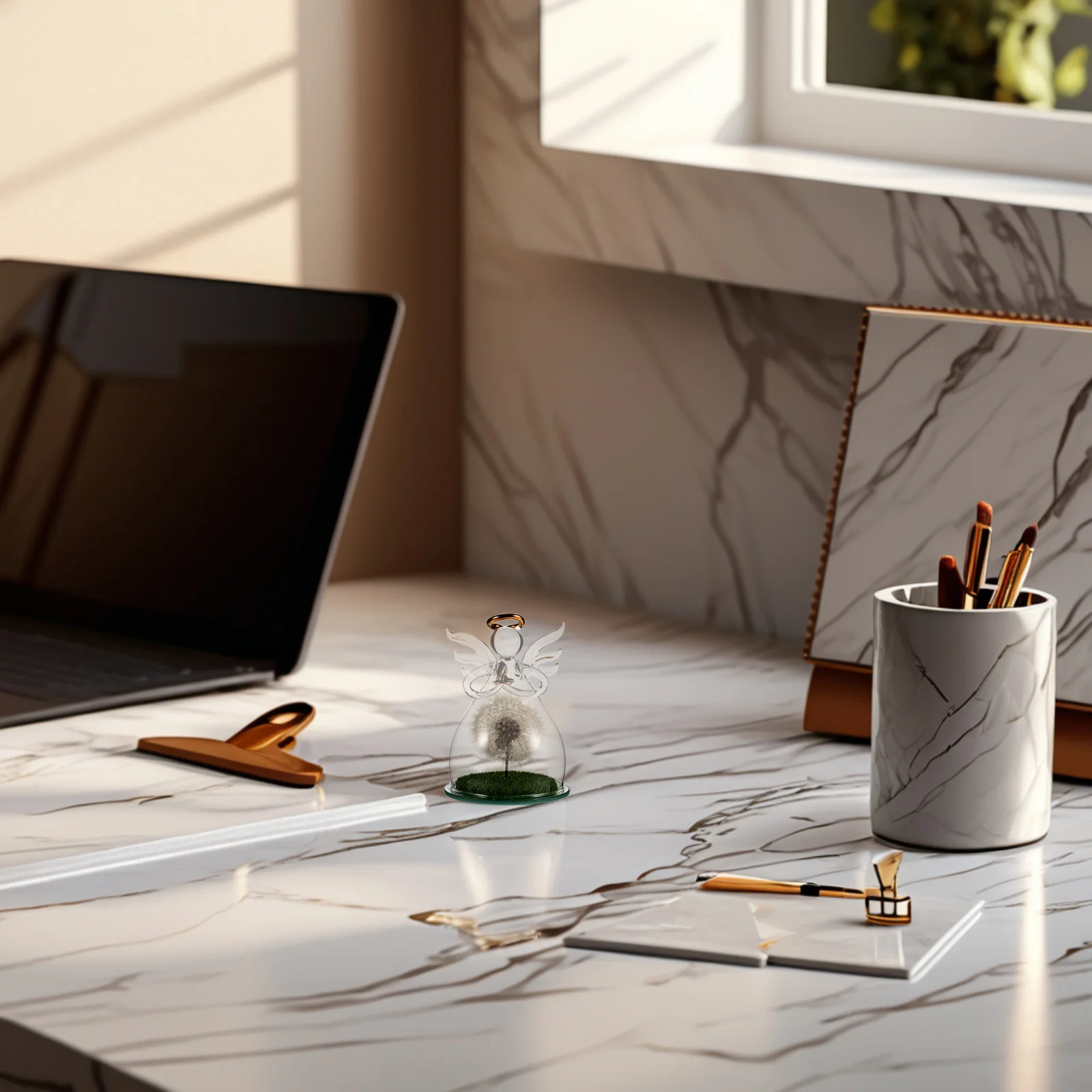 زهرة أبدية محفوظة الهندباء الملاك زجاج قبة ديكور لعيد ميلاد أمي الجدة المرأة رومانسية عرض المنزل قطعة مركزية #1