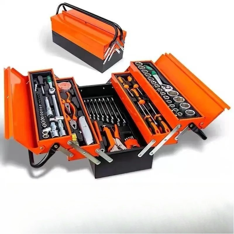Folding toolbox automatic repair hardware tools, manual machine repair set, ratchet wrench combo kit