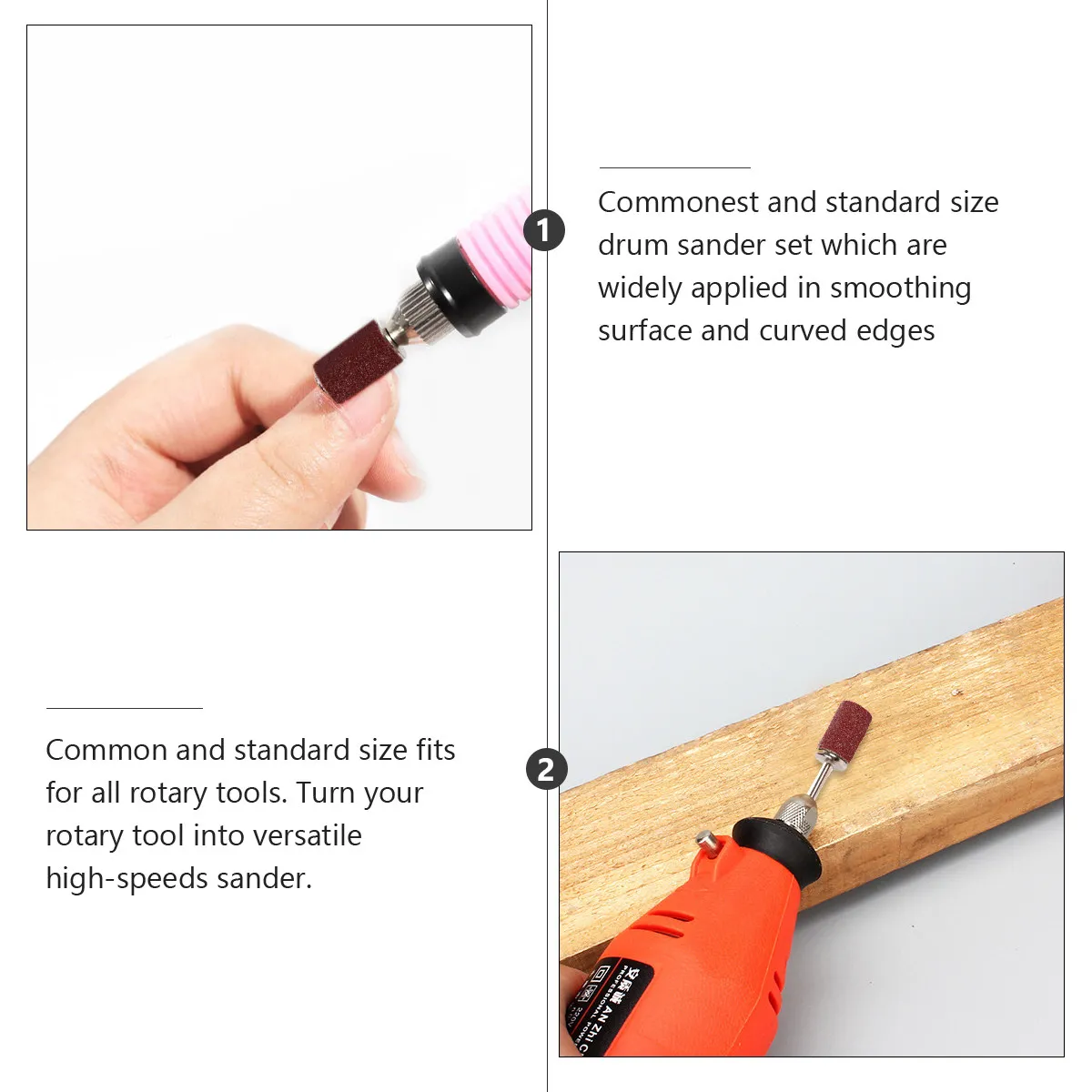 51Pcs Drum Sander Kit Includes 45 Sanding Bands 6 Cylindrical Mandrels Fits All Rotary Tools Smoothing Curved Edges Polishing