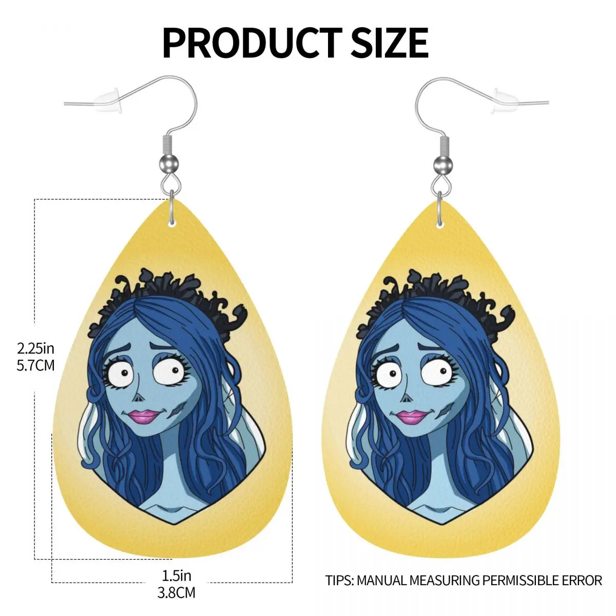 مخصص أنيمي فيلم C-Corpse العروس الجلود دمعة أقراط للنساء الحزن قصة حب مجوهرات اكسسوارات لعيد الحب