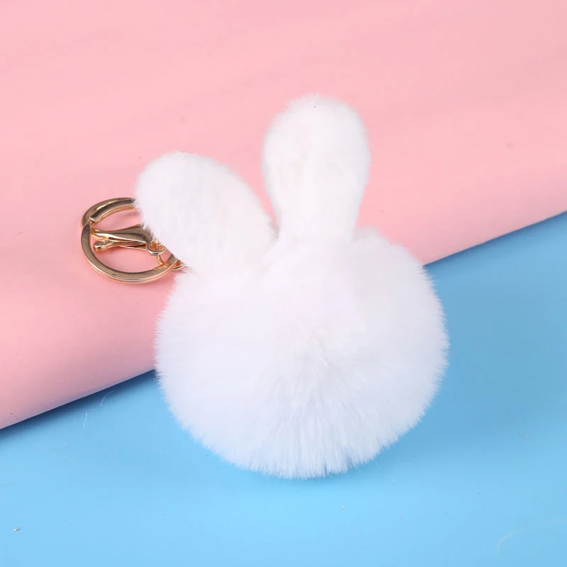 Rabbit Ear Plush Keychain Crystal Dance Ballet Girl Key Chain Originality Angel Imitation Rabbit Hair Ball Ladies Bag Jewelry