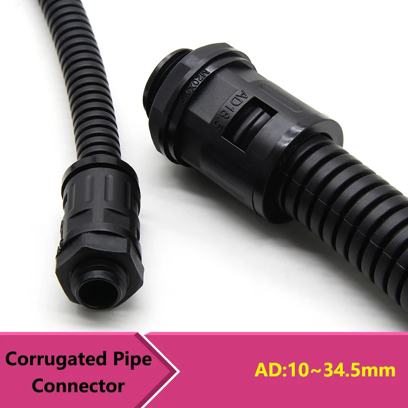 

Plastic Corrugated Pipe End Fittings Connector AD10 AD13 AD15.8 AD18.5 AD21.2 AD25 AD28.5 AD34.5 Split Loom Tube Nylon Joint