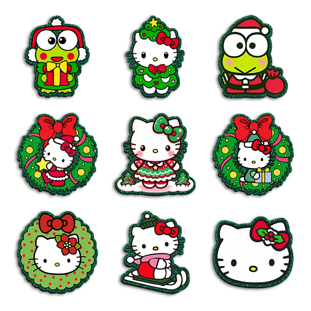 

Sanrio Christmas Kitty Chunky Glitter Resin Planar Acrylic Flatback Girls DIY Phone Case Hair Bow Craft Keychains Accessories