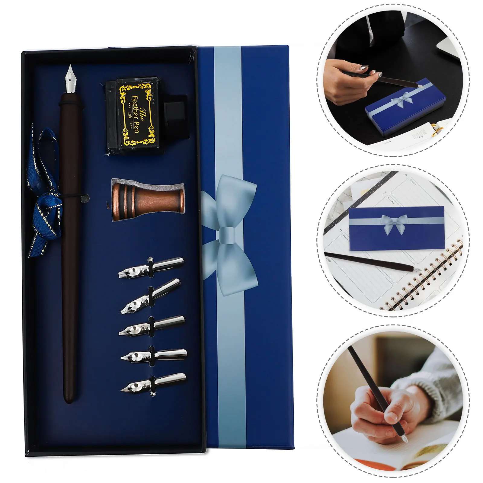 

1 комплект, винтажный набор перьевых ручек, набор перьевых ручек, подарочная коробка в стиле ретро для письма, рисования, каллиграфии, практики, товары для рукоделия