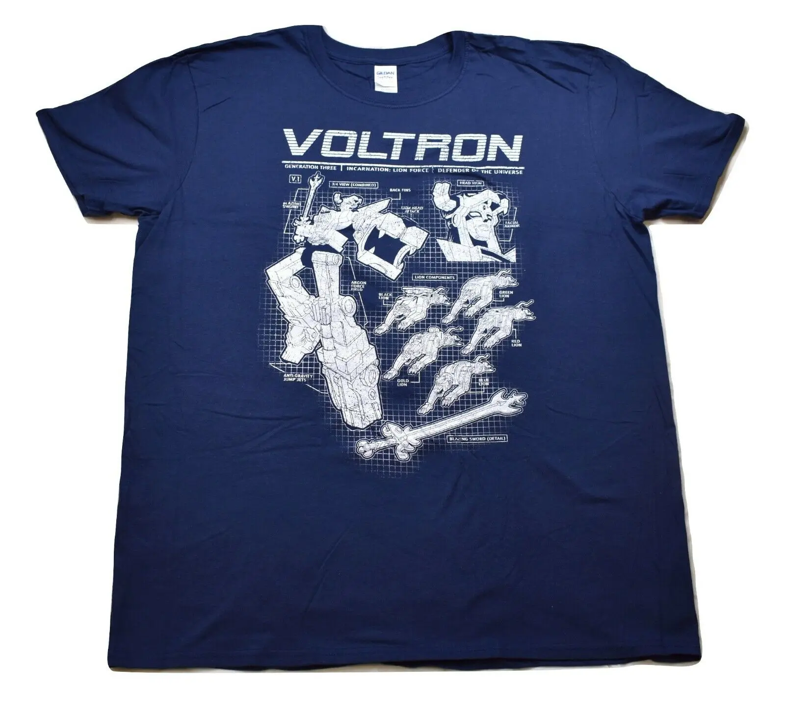 Voltron Mens Schematics Generation Three Lion Force T Shirt New Xl 5Xl