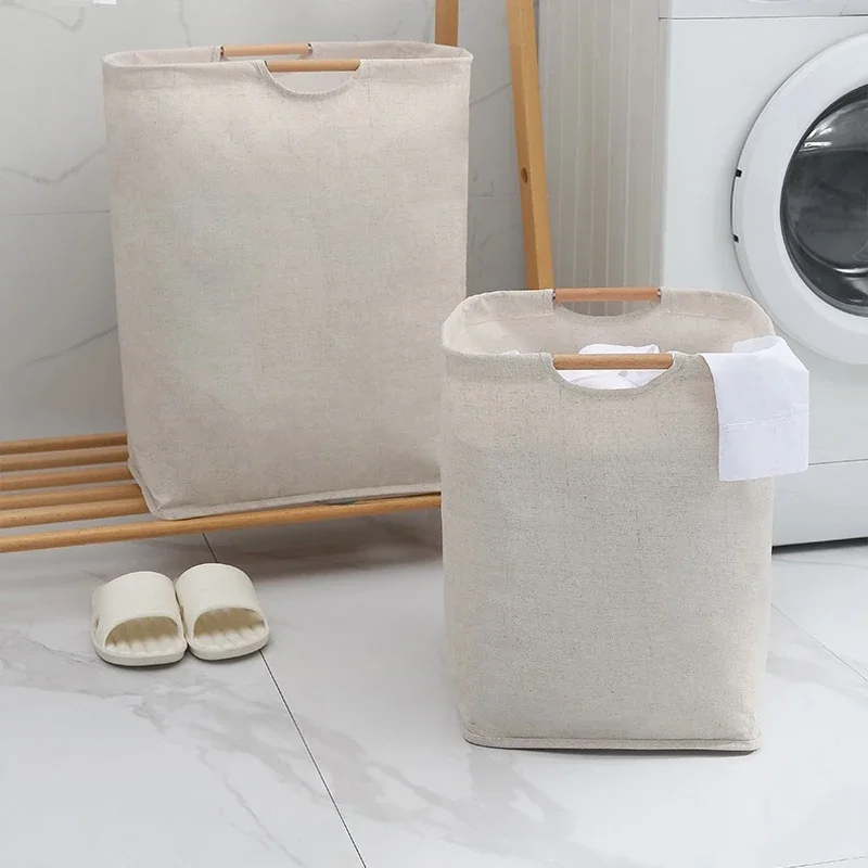 Nordic Laundry Basket Foldable Dirty Clothes Storage Basket Waterproof Bathroom Accessories Cotton Linen Toy Storage