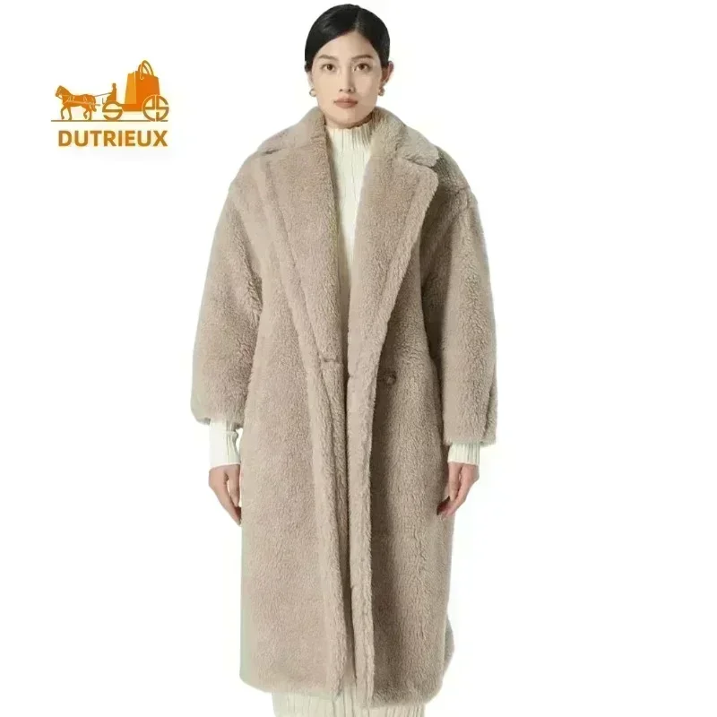 Womens Teddy Coat Jacket 2024 Winter New Women\'s Jacket Thick Warm Alpaca Wool Cashmere Long Fur Coat