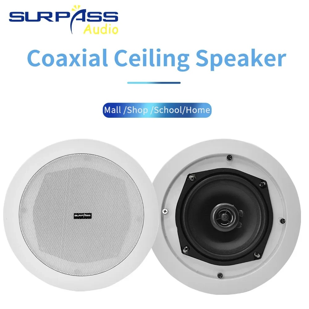 Alto-falante de teto coaxial à prova de umidade, 20w 70v 100v 8ohm, woofer estéreo de alta fidelidade, som de áudio, alto-falante de teto para home theater interno