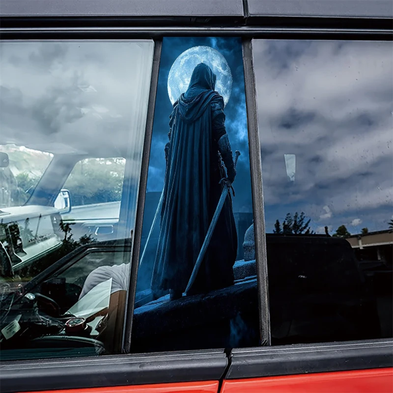 

2 pieces of automotive center pillar stickers Night Swordsman Protective film, scratch-resistant stickers