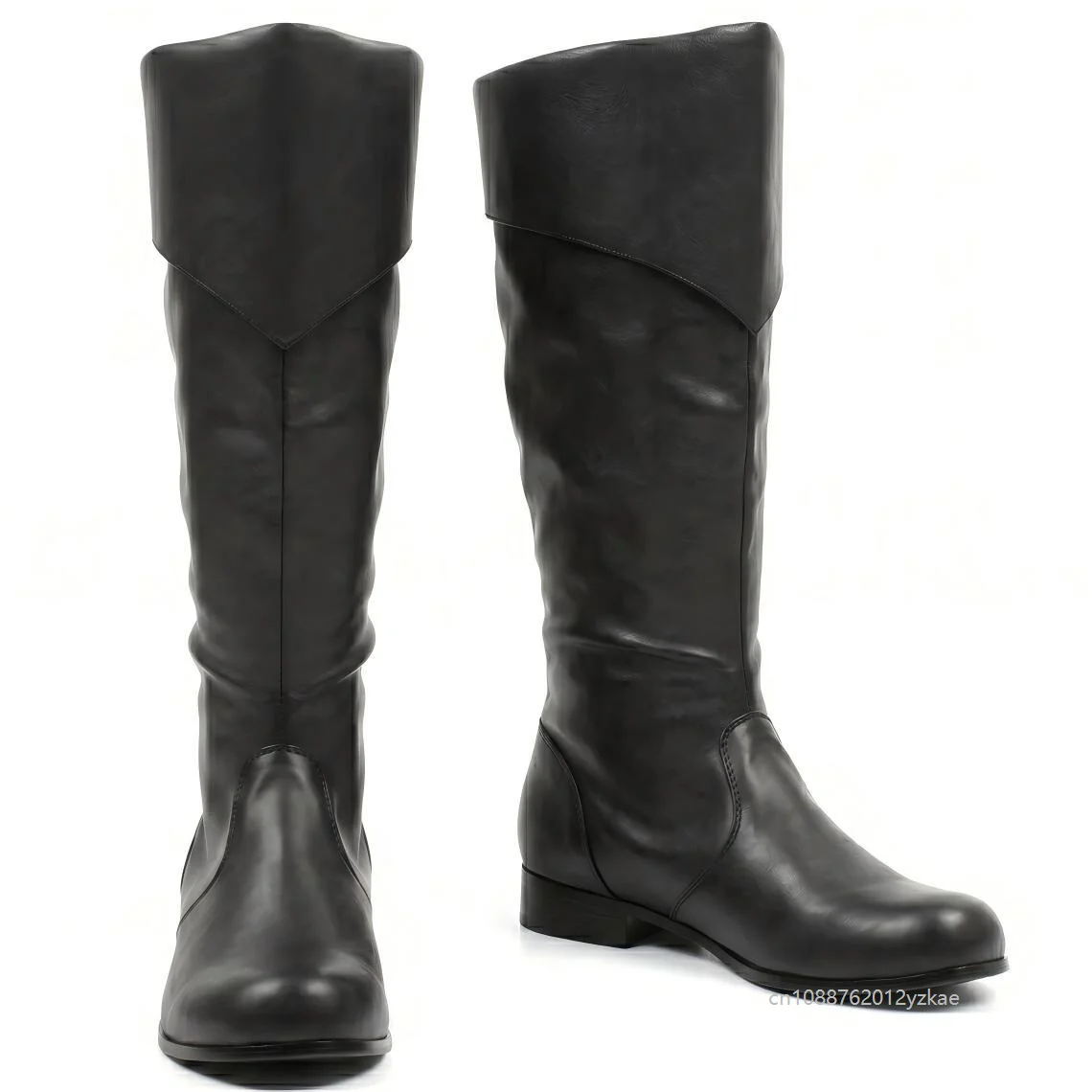 Pirate Knee High Boots Fold Over Cuff Faux Leather Boots Medieval Renaissance Cosplay Boots Halloween Captain Costume Footwear 5