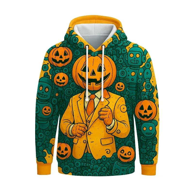 2025 جديد عصري للرجال هوديي ثلاثية الأبعاد مطبوعة هالوين اليقطين الذكور نمط مبتكرة ملابس يومية غير رسمية #1