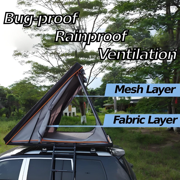 Portable Triangle-type Soft Shell Oxford Cloth Fabric Double Layer Ultra Thin Minimalist Design Pop-up Soft Car Roof Tent