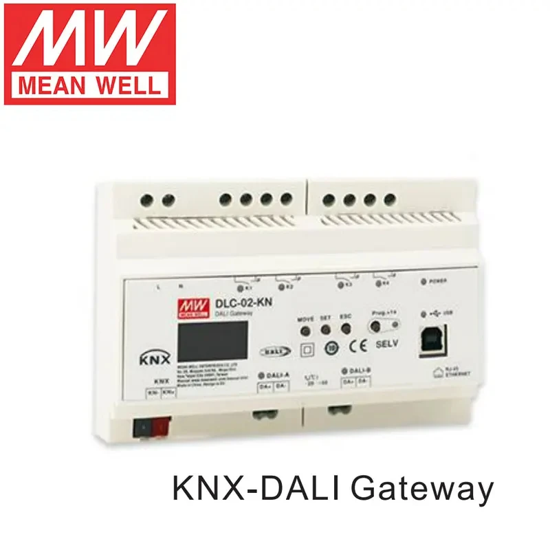 Mean Well DLC-02-KN KNX to DALI Gateway Built in DALI BUS Power Supply for Smart Home Lighting Automation System