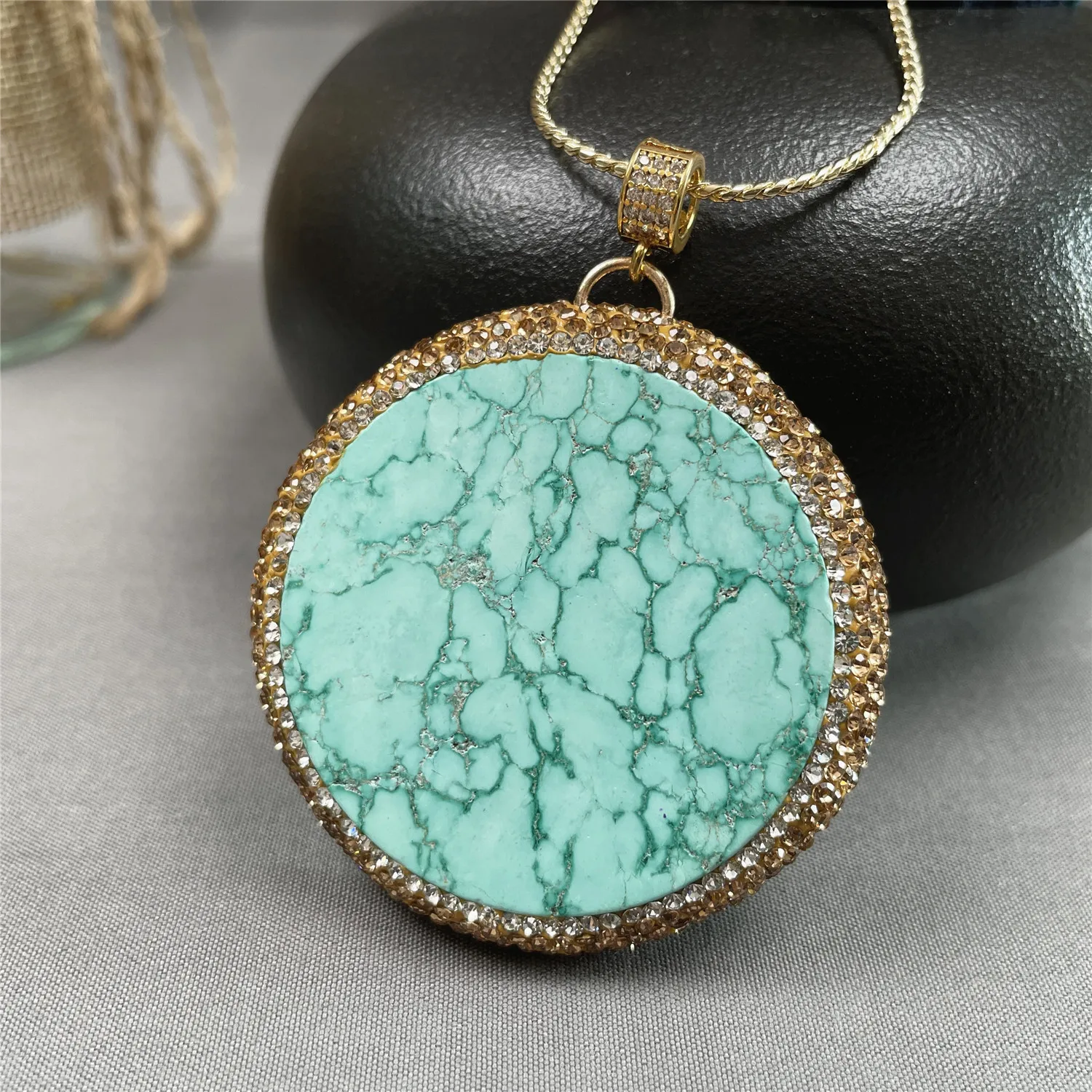 

Natural Turquoise Pendant Women's Necklace