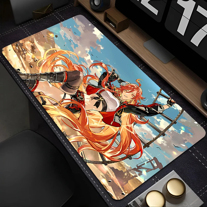 لوحة ماوس للكمبيوتر المحمول خزانة مكتب لوحة المفاتيح الكمبيوتر حصيرة مكتبية G-genhin Impact Mavuika لوحة ماوس كبيرة عالية الدقة غير قابلة للانزلاق وسادة مطاطية ممتدة
