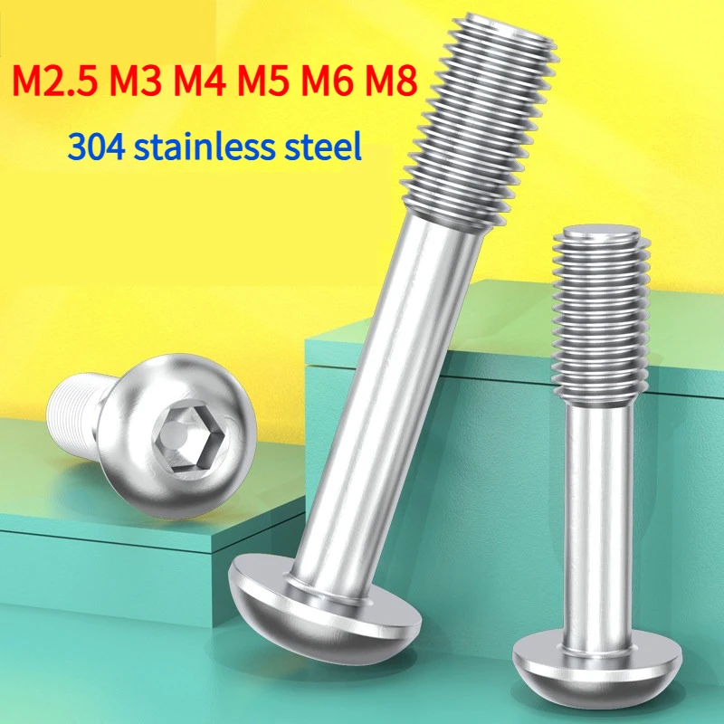 1-10pcs Hex Socket Button Head Captive Screw 304 Stainless Steel M2.5 M3 M4 M5 M6 M8 Round Head Allen Captive Panel Screws