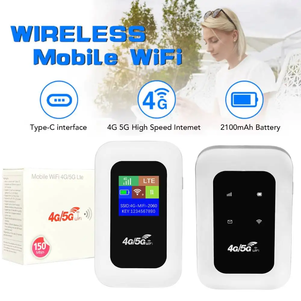 

Travel WiFi Hotspot SIM Slot LED Display 4G 5G Mobile Hotspot 300Mbps Stable Connection Supports 10 Devices for Outdoor for RV