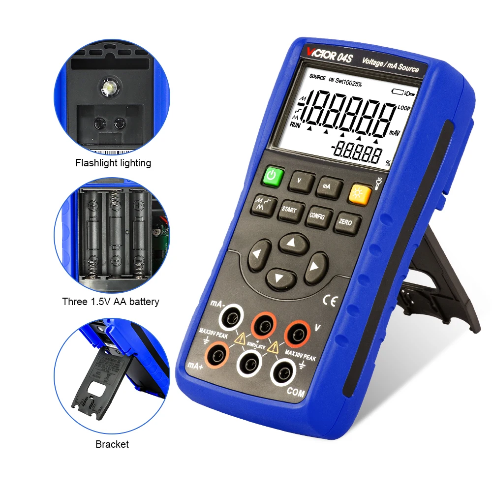 VICTOR 04S 24V Power Supply Voltage and Current Source Calibrator 4~20mA Simulate Signal Generator Output Calibrator view 3
