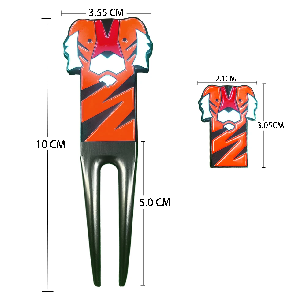 Golf Divot Repair Tool with Golf Ball Marker Anti-Scratch Cartoon Tiger Pattern Golf Pitch Repairer Divot Tool Golf Accessory