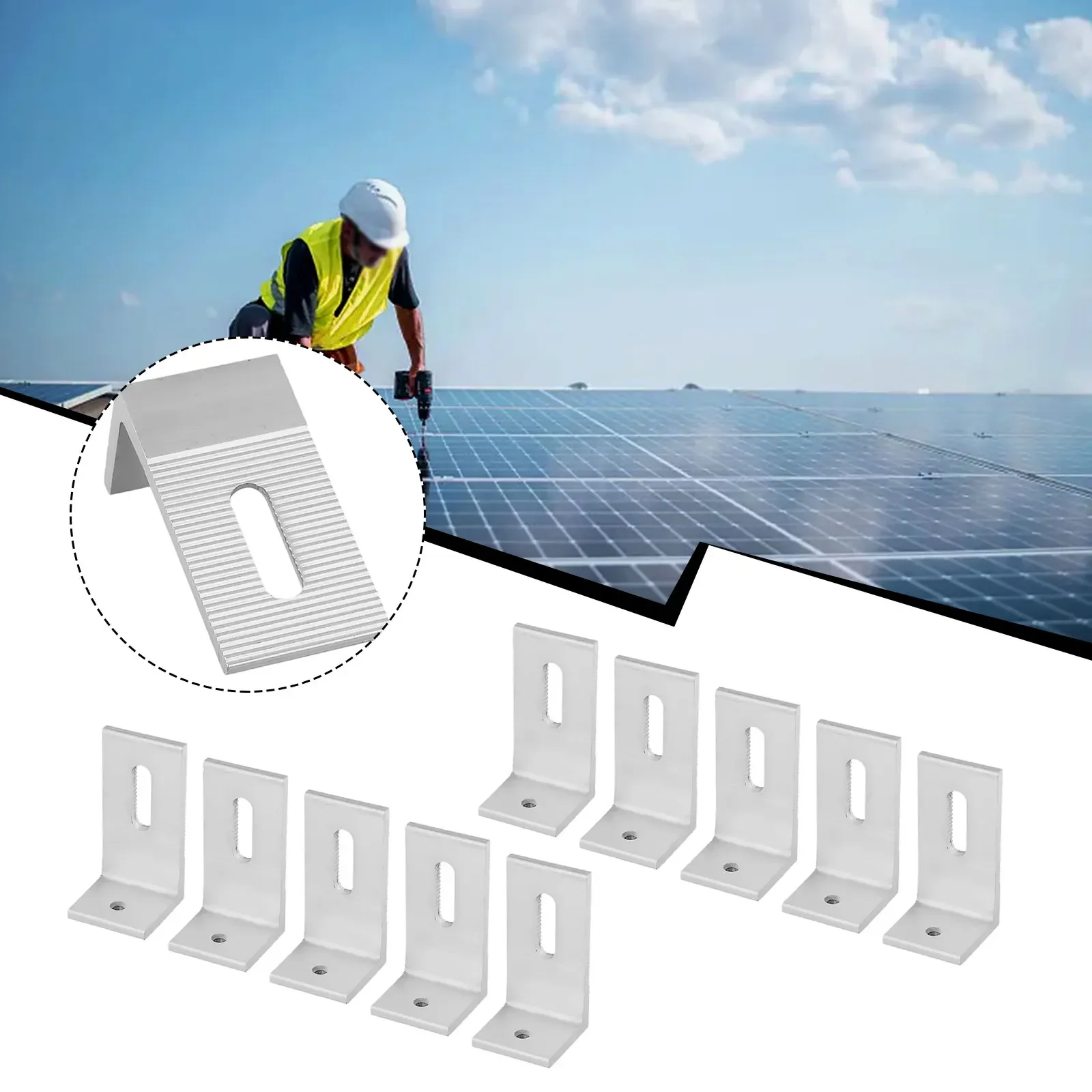 1/4/10pcs Solar Panel Mounting L Brackets For RV Boat Off Grid Roof Angle Aluminum Rail Cross Interconnect Household Parts