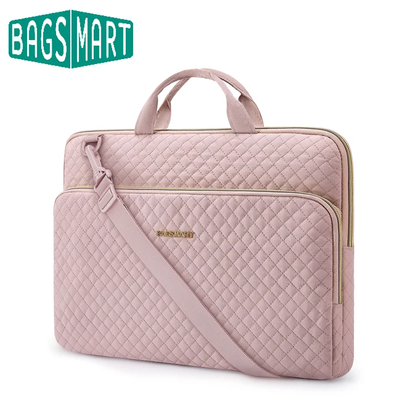 BAGSMART Laptop-Handtasche, leichte Laptoptasche für Damen, 5,6 Zoll, Computer-Umhängetasche mit Schultergurt