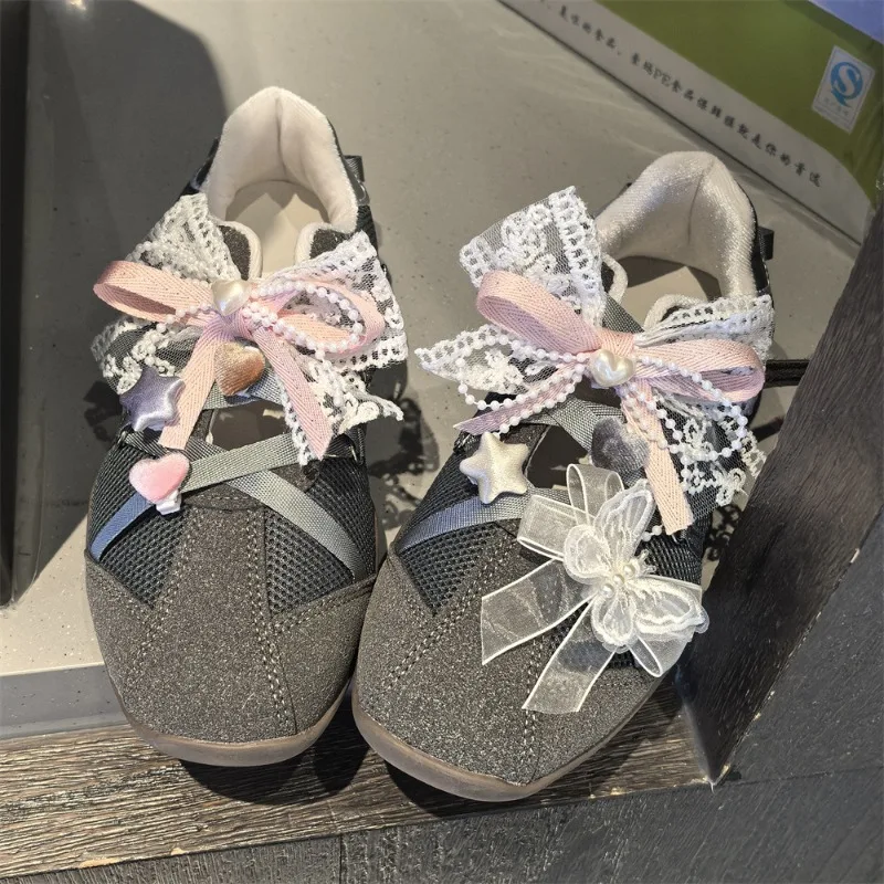 Premium Lace Pearl Bow Removable Shoe Lace Charms for Sneakers DIY Heart Star Rhinestone Clips Sparkling Elegant Daily Accessory