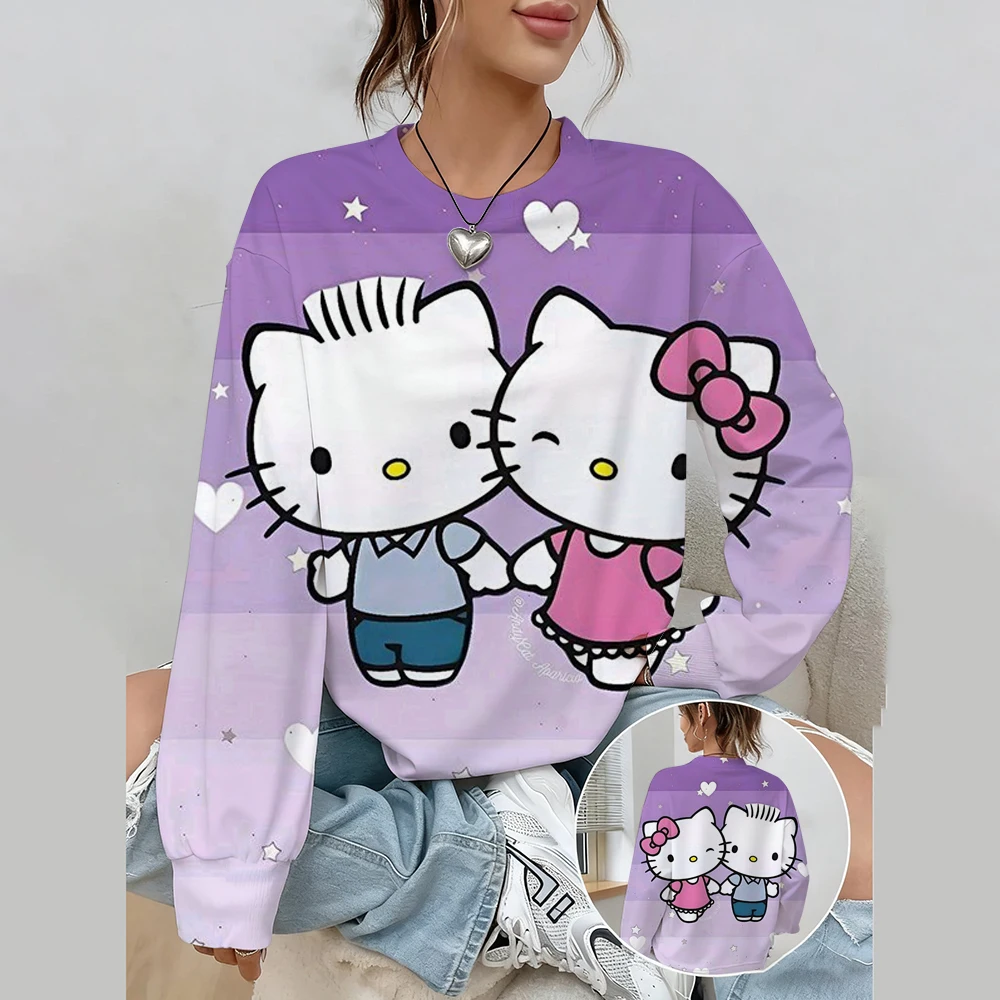 2026 جديد مرحبا كيتي الكرتون الأسرة المرأة هوديي الكرتون أنيمي الرجال البلوز 2026 جديد ربيع الخريف زوجين البلوز الملابس #5
