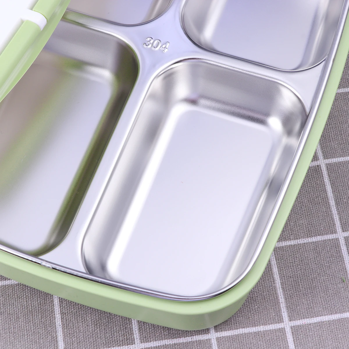 

304 Stainless Steel Insulated Lunch Box 4 Grids Rectangular Lunch Container Single Layer for Student Adult（Transparent