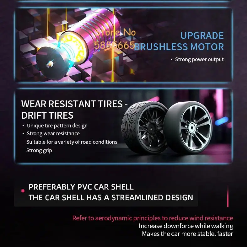 

Профессиональная бесщеточная радиоуправляемая модель гоночного дрифт-кара 70 км/ч с подсветкой, 2.4G, 4WD, амортизацией и дистанционным управлением