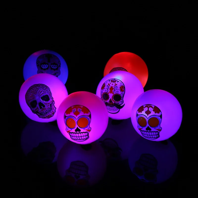 

24pcs/lot 55mm Light Up Sugar Skull Bouncing Ball Children Kids Halloween Glowing Toy Luminous Flashing LED Ball