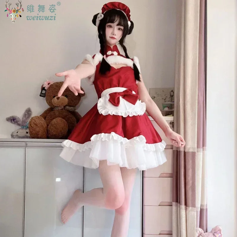 Conjunto de Cosplay de escenario de Navidad, traje de presentador de transmisión en vivo de celebridades de Internet, bata de Navidad dulce y bonita de Lolita