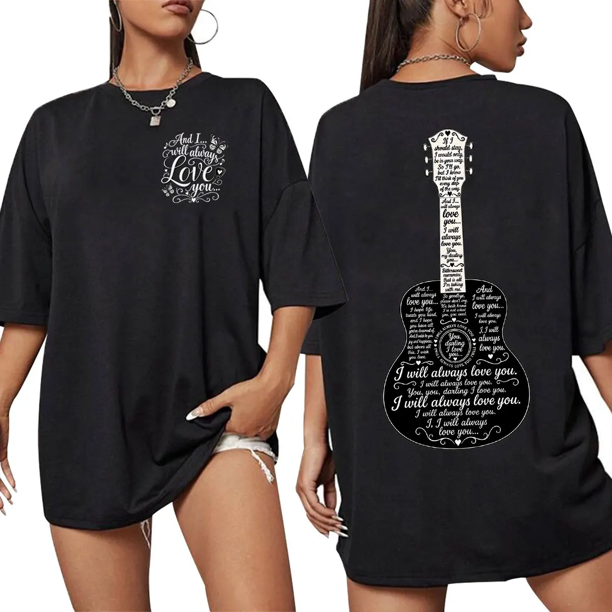 Dolly Parton Country Music I Will Always Love You T Shirts Men Women Clothing Guitar Lyric Design Short Sleeves Cotton T-shirts