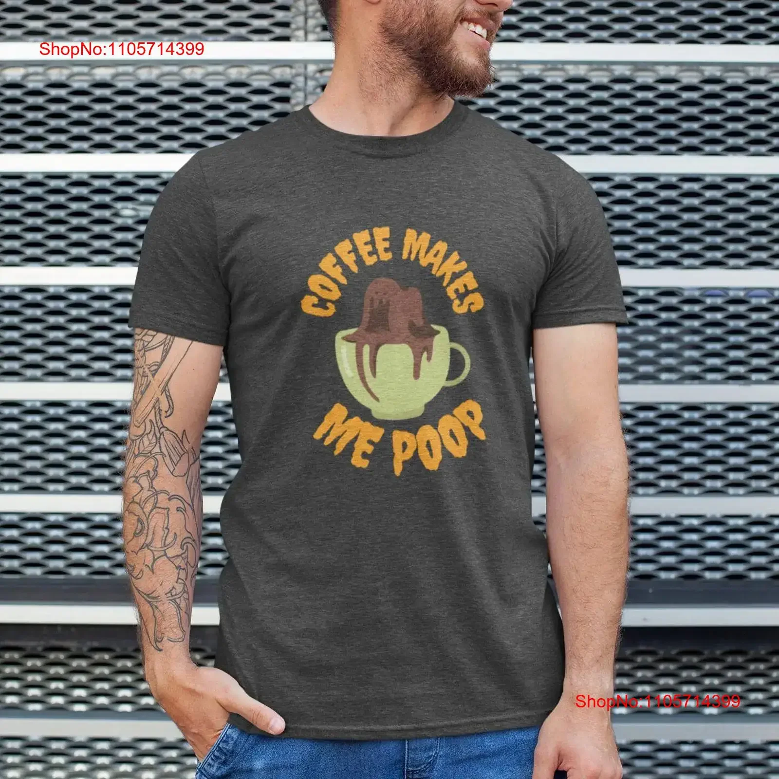 Coffee Makes Me Poop Funny Ultrasoft Airlume T Shirt vintage Washed Versatile streetwear Top For Everyday Wear graphic Soft
