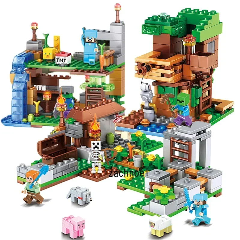 My world Small Village Treehouse Cave Building Blocks The Rabbit Ranch Bricks Education Toys for christmas Gift