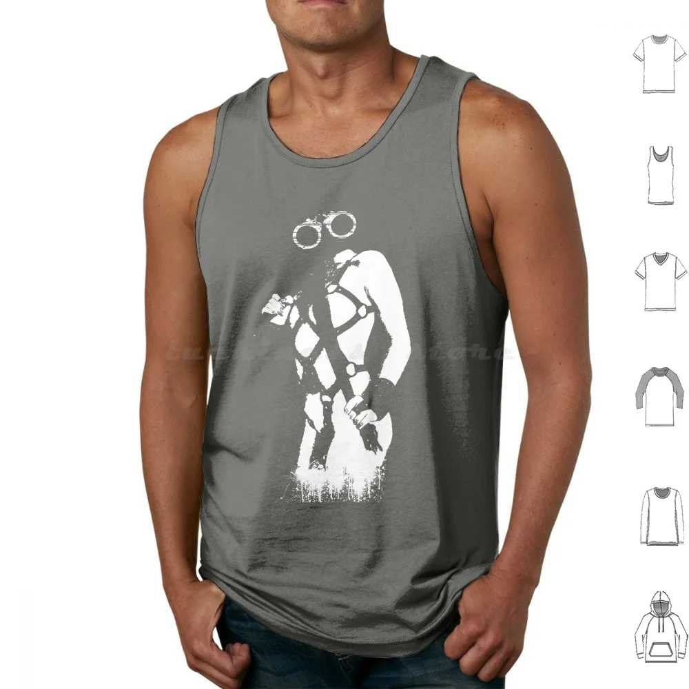 Bondage Girl Tank Tops Vest Sleeveless Grafitti Distressed Spray Funny Graphic Graffiti Tumblr Stencil Aesthetic Hipsters