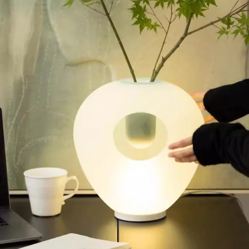 

Blue matte glazed table lamp vase dual-purpose ornament can be arranged with flower night lights