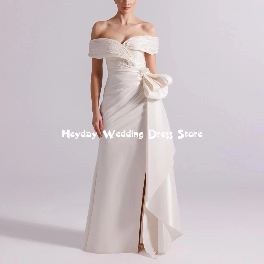 

Heyday женские простые вечерние платья с открытыми плечами и 3D цветами, плиссированные элегантные платья длиной до пола без рукавов с разрезом, 2025