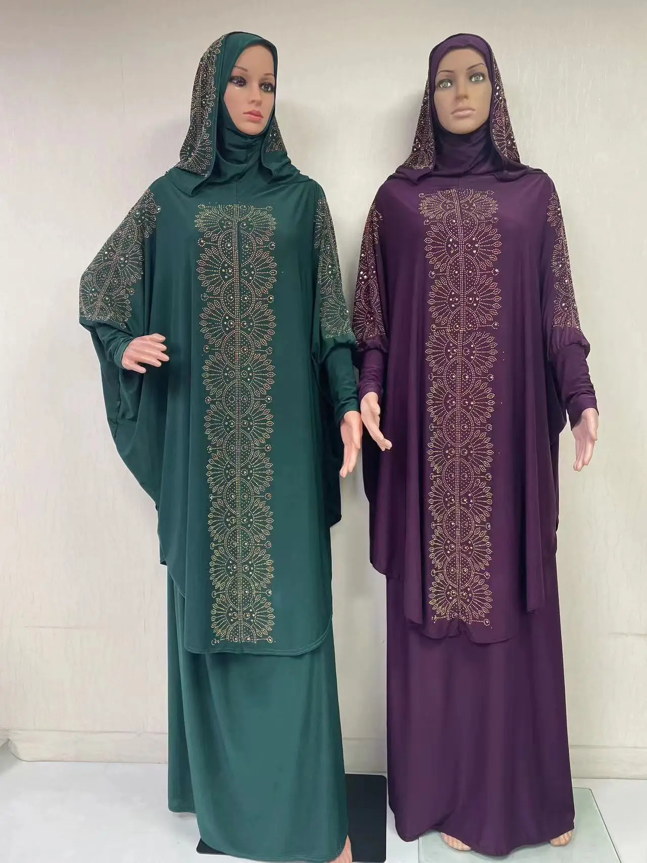 Two Piece Set Jilbab Prayer Clothes Muslim Abaya Set Women Prayer Garment Dress Hijab Long Khimar Skirt Sets Islamic Ramadan