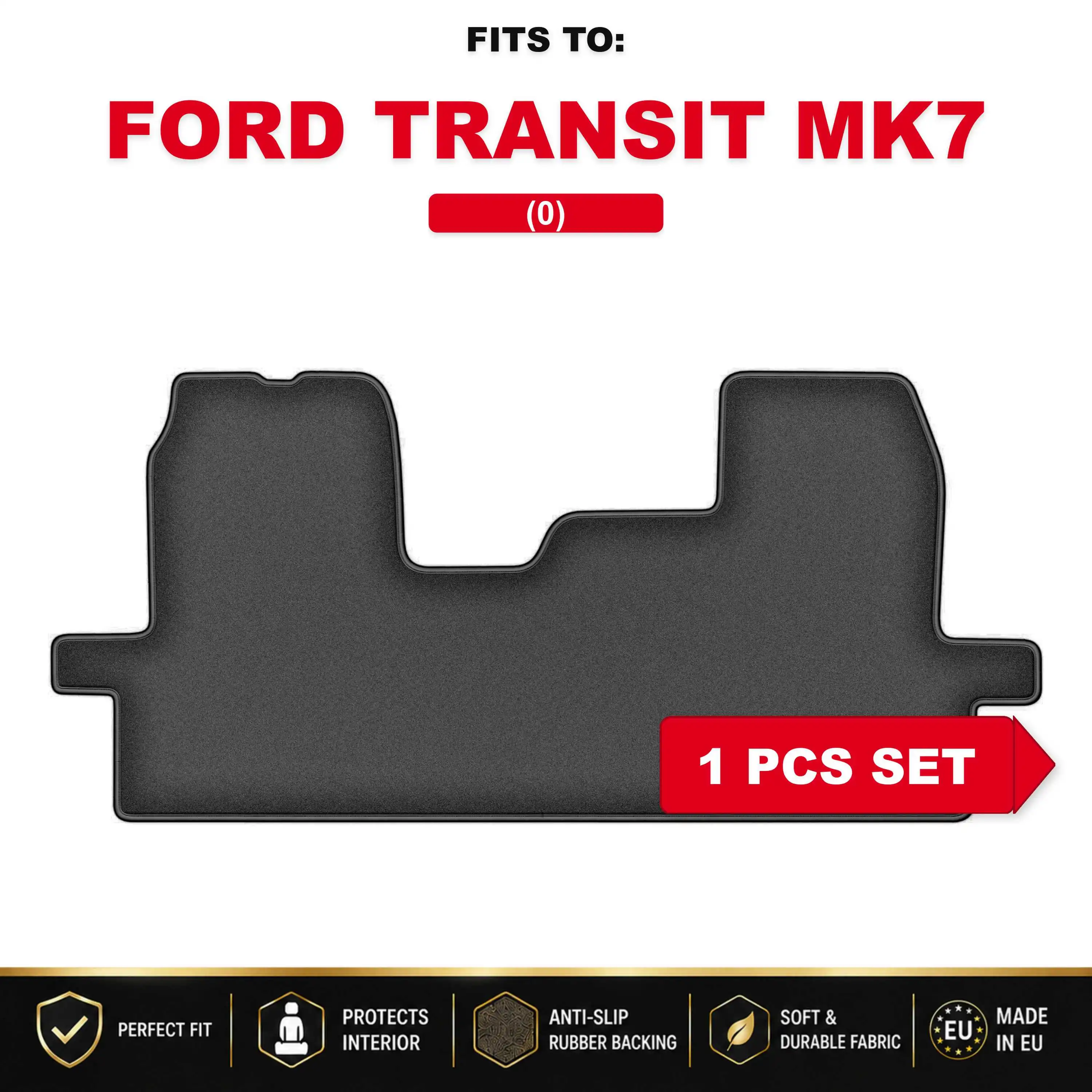 Image of Premium-Velours-Autofußmatten, 1 Stück. Passend für: Ford Transit MK7, passendes Autofußmatten-Set