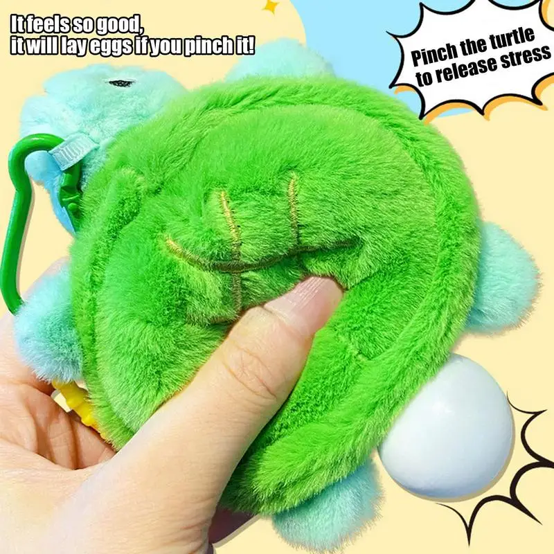 Turtle Plush Keychain Fun Stuffed Turtle Bag Charm Interactive Plush Doll Squeeze Toy Cute Hangings Ornament for Bag Purse