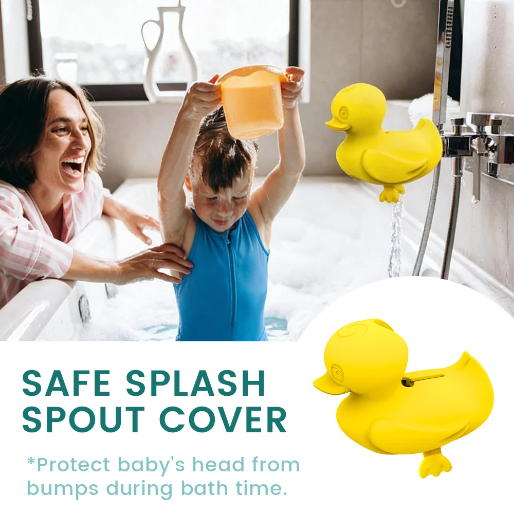 Baby Bath Duck Faucet Cover Soft Silicone Anti-bump Tap Protector, Easy Install Universal Spout Guard Safety Bath Accessory for