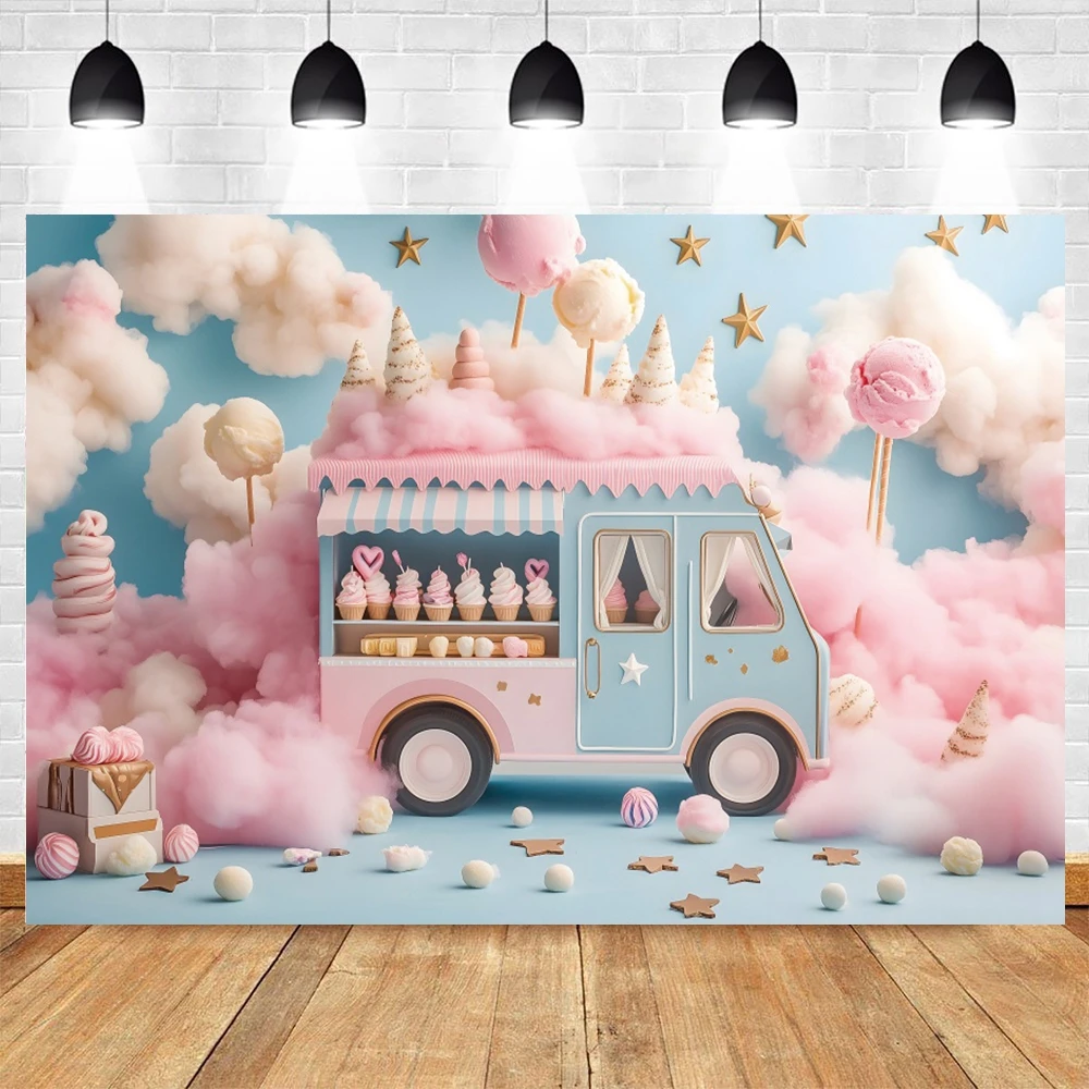 Мечтательные облака, кекс, автомобиль, фон для детского душа, декор для вечеринки в честь первого дня рождения, фон для фотосъемки, декор, реквизит для фотостудии
