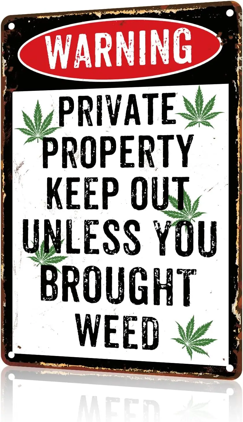 Rustic Metal Tin Sign Humorous Private Property Warning Quirky Retro Tin Sign For Home Bar And Man Cave 8x12 inch
