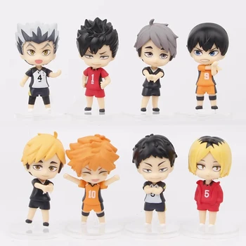 8 Stks/set Tweede Generatie Haikyuu Volleybal Junior Figuur Q Versie 7.5Cm Shoyo Hinata Sugawara Koushi Groothandel Poppen