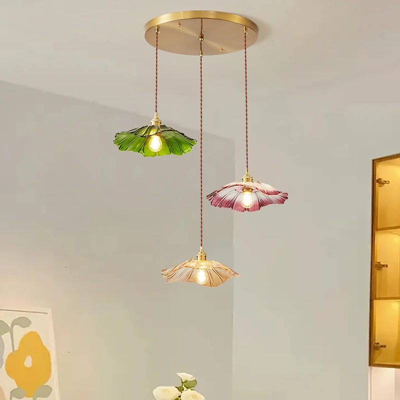 French Restaurant Chandelier American Garden Simple Coffee shop Light Luxury Senior Sense of Complex Creative Lotus PendantLamp