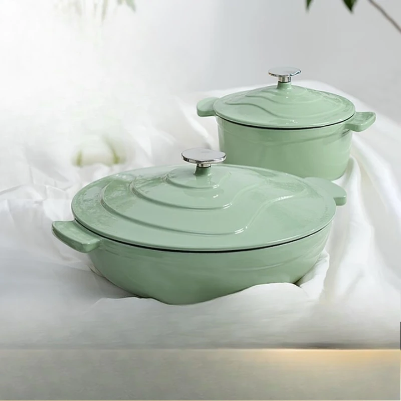 

Cast iron enamel pot, stewed seafood pot, soup enamel pot, stewed soup pot with binaural flat bottom