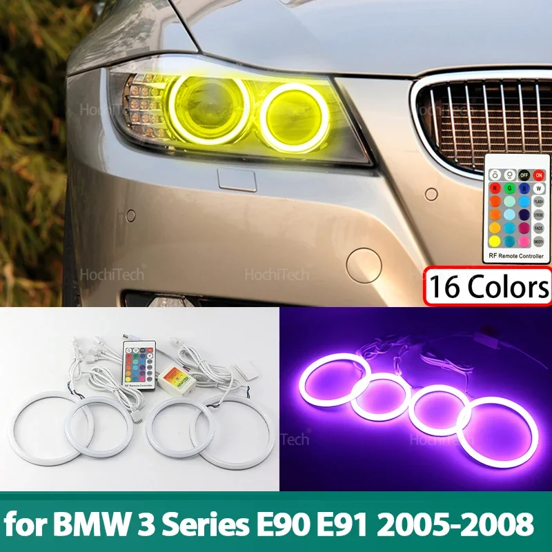 

16-Color RGB Cotton LED Angel Eye Rings Daytime Light for BMW 3 Series E90 E91 2005 2006 2007 2008 Headlight LED Angel Eyes Ring