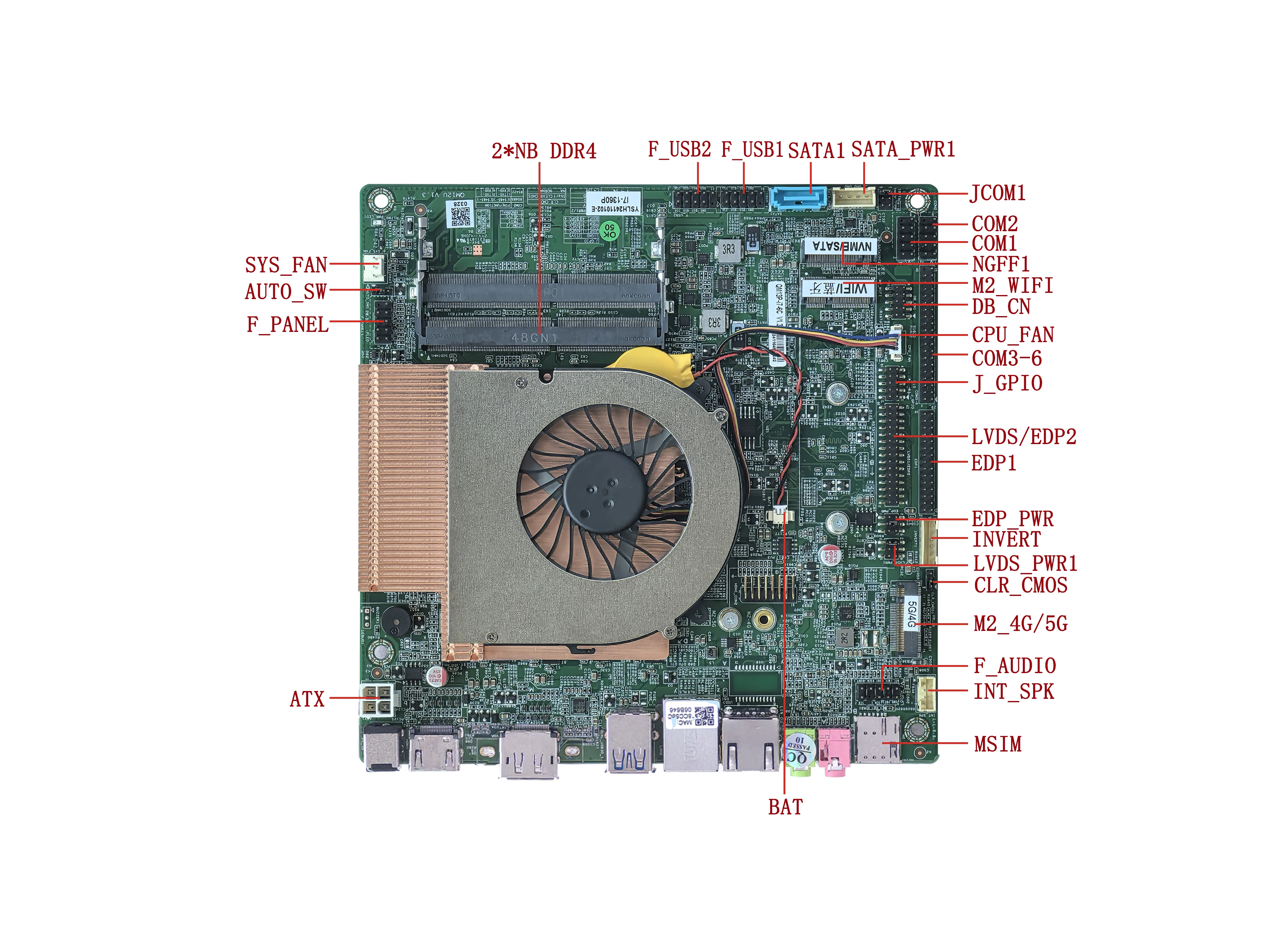 ELSKY 미니 ITX 13세대 메인보드 HDMI 4K LVDS 1080P M.2 SATA DC_IN/ATX 전원 2*DDR4 1/2*LAN PC용 썸네일 3