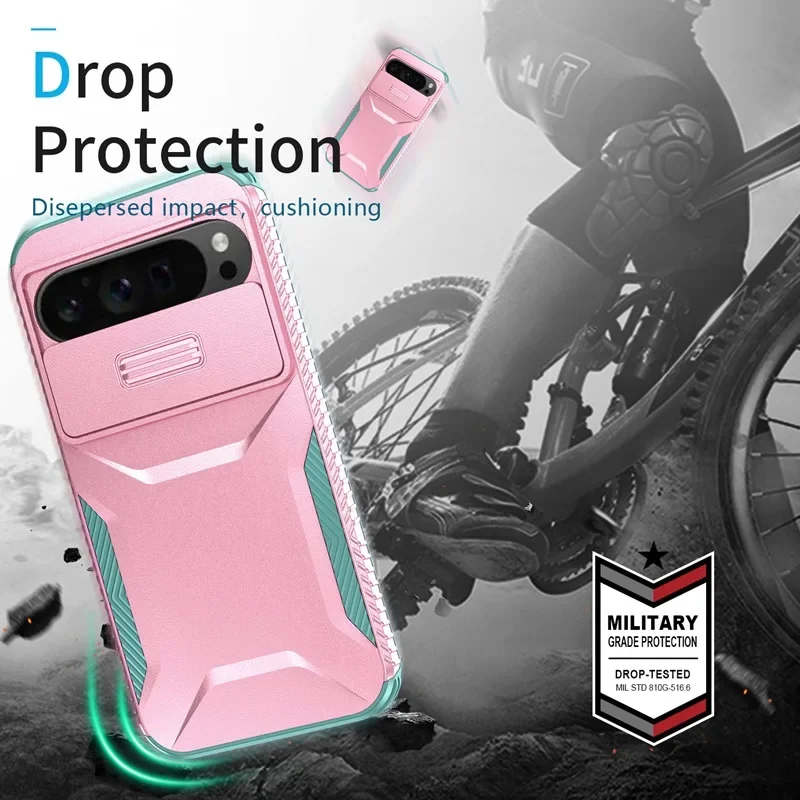 Case For Google Pixel 9 Pro XL Pixel9 Military Grade Antiskid Camera Lens Slide Cover Google Pixel 9 Pro Hard Cases Pixel9 Cover