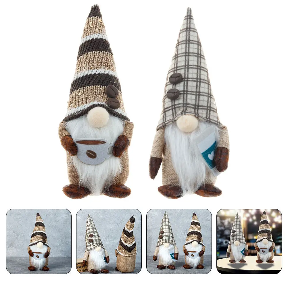 

2 шт. Кофейные гномы: милые праздничные украшения, мультяшные гномы-декорации для дома, офиса, стола, вечеринок